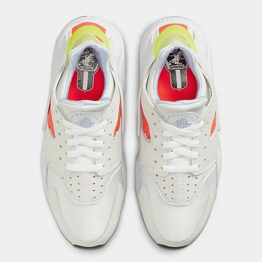 NIKE Women’s AIR HUARACHE White Bright Crimson Black Volt pink Size 7.5 - Picture 2 of 7